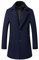 Sliktaa hommes manteau de laine épais trench-coat longueur moyenne manteau encoche col manteau chaud hommes manteaux d'hiver avec coupe-vent amovible col intérieur,Bleu,XXL