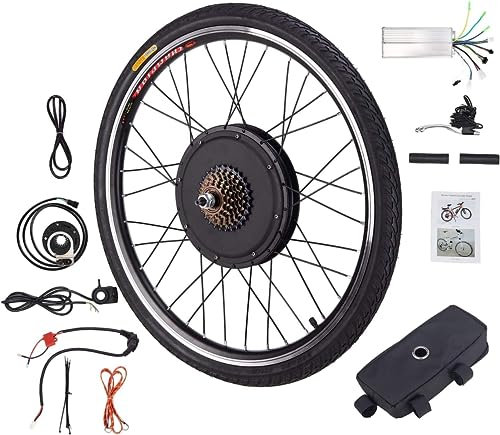 Viribus Kit de Conversion pour Vélo Électrique 36V 500W Roue Arrière 26, Kit de E-Bike Moteur Moyeu Roue Électrique Roue Libre à 7 Vitesses à Entraînement Direct avec Affichage LCD & Système Pas