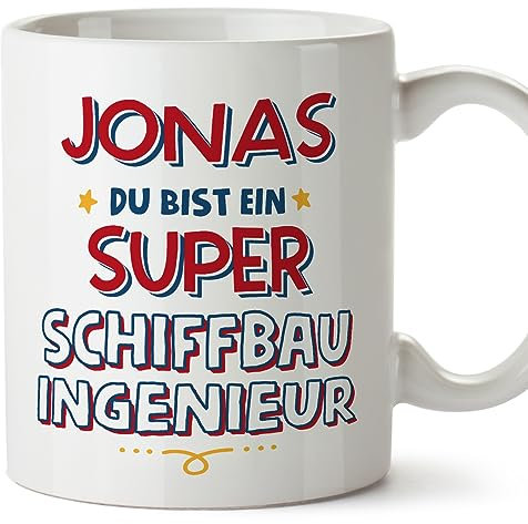 MUGFFINS Tazas Personalizadas para INGENIERO NAVAL hombre - En Alemán - Du Bist Super - 11 oz / 330 ml - Regalo Personalizable original y divertido