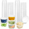 ADERTOS 100 PCS Sauce Pots with Lids, 50ml/2oz Hinged Sauce Cups Round Food Container Pots Clear Small Deli Pot Reusable Jelly Shot Cups Plastic Leakproof Food Cups Takeaways Containers for Chutney