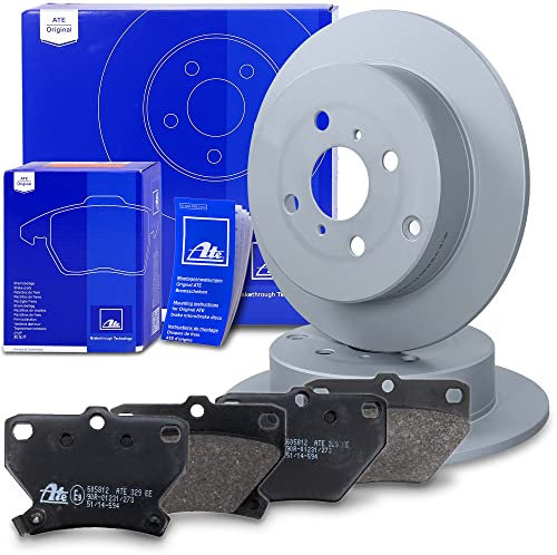 ATE Bremsenset Hinterachse inkl. Bremsscheiben hinten Ø 269 mm voll und Bremsbeläge hinten Kompatibel mit TOYOTA COROLLA (_E12_), PRIUS Stufenheck (_W1_), YARIS