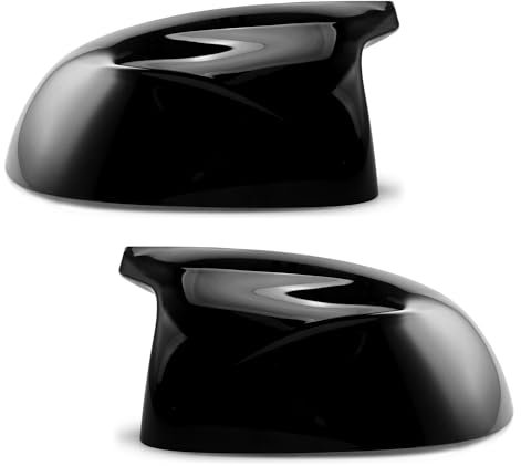 Asasytal Spiegelkappen, Auto Rückspiegel Kappe ABS-Kunststoff Abdeckung Ersatz Kompatibel mit F15 X5 F16 X6 F25 X3 F26 X4 2014-2018 Rückspiegelgehäuse, Glänzend Schwarz, 1 Paar