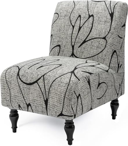 Housse de Fauteuil sans Accoudoir,Extensible 1 Place Housse De Chaise,Elastique Housse De Canapé Housse De Salle à Manger Amovible Lavable pour Salon Chambre (Color : Gray/Black, Size : 1pc)