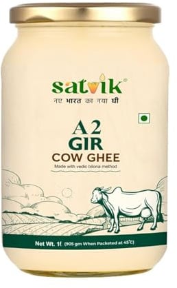 Satvik Pure Ghee Ghee A2 Gir mucca 1 litro Churned dal metodo vedico Bilona | Bilona Ghee | A2 mucca Desi Ghee 1 litro