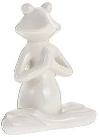 BESPORTBLE Yoga-Frosch-Dekofigur Aus Keramik – Kreative WeißE Froschstatue FüR Wohnzimmer, Badezimmer Und Outdoor-Dekoration