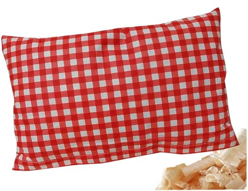 Zirbenkissen 30x20cm - Gefüllt mit Zirben - Landhaus Karos (Karo-Rot-20x30) | Kleines Duftkissen mit Zirbenflocken/Zirbenspäne, Kariert, Reißverschluss