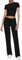 AnotherChill 2-teiliges Lounge-Set für Damen, gerades Bein, kurze Ärmel, bauchfreies T-Shirt, lässige Outfits, bequeme Loungewear, Schwarz, S