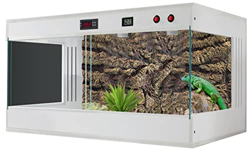 Terrarium pour reptiles en verre panoramique en PVC pour garder au chaud, réservoir haut et large pour habitat de reptiles, lézard, serpent, dragon barbu, tortue, caméléon (blanc 120 x 60 x 60 cm)