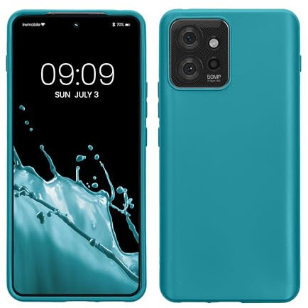 kwmobile Custodia Compatibile con Motorola ThinkPhone Cover - Back Case per Smartphone in Silicone TPU - Protezione Gommata - petrolio matt