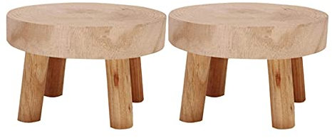 Pyugxab 2 mini panchine in legno, supporto per piante, supporto per vasi di fiori, supporto per interni, colore legno naturale, S & L