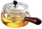 Wedhapy Teekanne mit Sieb 580 ml/19 6 oz Borosilikatglas Teekanne mit 360° drehbarem Teebereiter Blooming & Loose Leaf japanischer Teekessel mit Holzgriff Teesieb Kanne japanischer Teekessel Glas