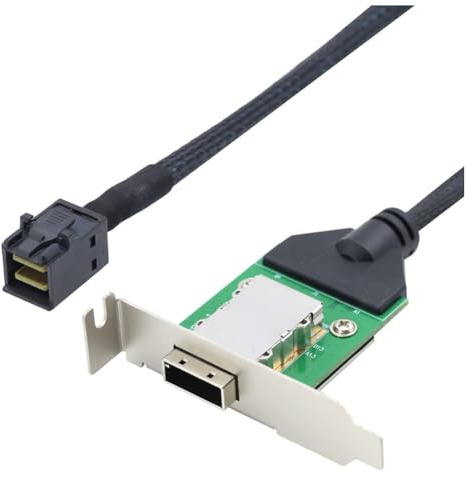 Uhidka Interner HD Mini SAS SFF-8643 Host zu SAS HD SFF-8088 Buchse mit Niedriger Halterung, Anschluss An Festplatten-Adapterkabel, Langlebig, 0,5 M
