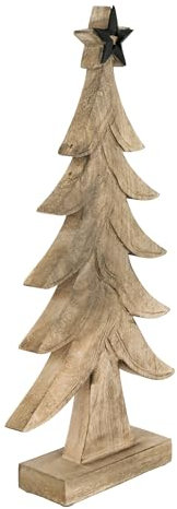 EGLO LIVING Deko Baum Baliguian, Weihnachtsdeko groß, Bodendeko Fensterdeko Wohnzimmer, Dekofigur Weihnachten, Adventsdeko aus Holz in Natur und Metall in Schwarz, 45 x 22 cm