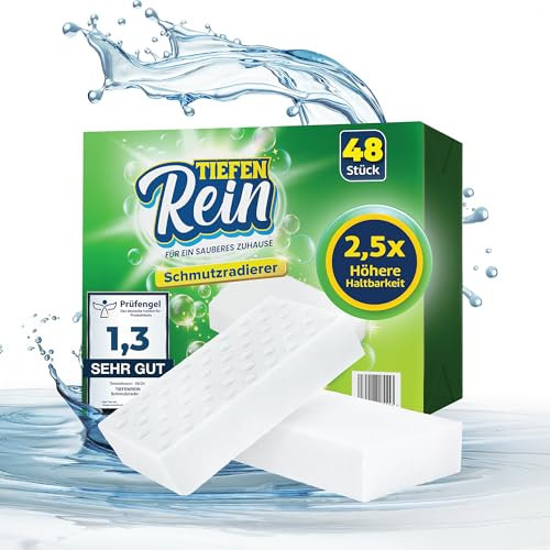 2,5 veces más larga vida útil | Borrador de suciedad Pro 48 unidades – Nuevo: esponja de goma | esponja mágica extra duradera | Magic Eraser esponja elimina la suciedad en la pared, en zapatos, en la