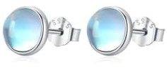 TRIPLE K&S ohrstecker silber 925 mit Edelsteinen und Mondstein ohrstecker fur damen und Mädchen (Blauer Fischenaugen: 6mm)