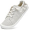 STQ Ladies Trainers Canvas Shoes Womens Walking Slip on Sneaker Low Top Orthopedic Footwear Soft Memory Foam Breathable Lightweight Comfy Fashion Classic Outdoor Beige UK 6 / US 8