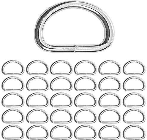 STOUCLA 60 Stück Metall D Ringe,20mm D-Ringe,Halbringe Silber D Ringe,für Tasche, Schnalle, Gurte, Rucksack, Bastelzubehör, Silberfarben