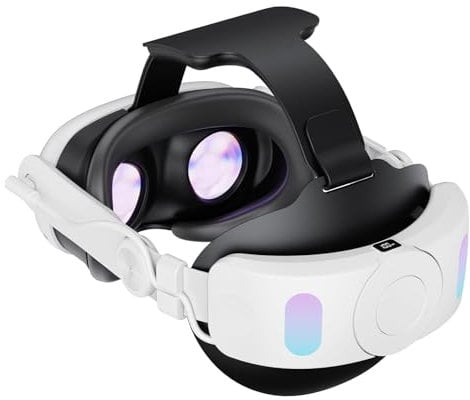Headstrap compatible avec Meta Quest 3/3S, sangle de tête avec batterie 6000 mAh, bouton de réglage rapide et indicateur de puissance pour un confort amélioré et une plus longue durée de jeu