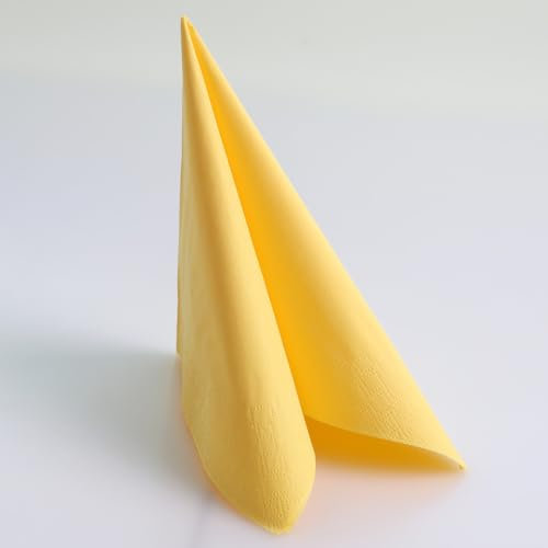 FRANZ MENSCH 1000 Stück Hygostar Servietten Eleganza 40 x 40 cm | 3-lagig, FSC®-zertifiziert, gelb, L: 40cm, B: 40cm, Servietten aus Zellulose, Stoffservietten
