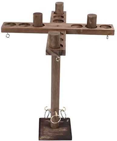 GRCFUMO Hooks Rings Toss Game, Updated 4 Player Hook and rings Toss Battle Game, Fast Paced Interactive Handmade Wooden Loop Throwing Hooks for Party, Home