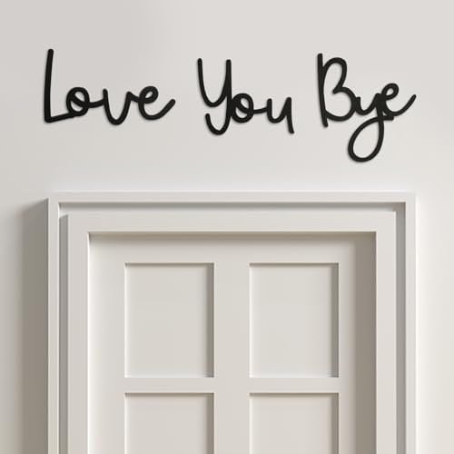 Stylish 3mm Black Wood Love You Bye Wall Art Sign – Modern Home Decor for Living Room & Hallway – Easy Install with Heavy Duty Double-Sided TapeC