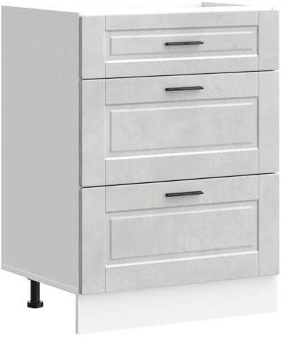 vidaXL Armoire de Cuisine Porto Gris béton Bois d'ingénierie, Meuble d'évier, Meuble de Cuisine avec tiroir, Meuble de Cuisine à tiroir