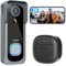 ieGeek Sonnette sans Fil avec Camera, 2K Sonnette sans Fil Exterieur Etanche IP66, Sonnette Vidéo Gris aucuns Frais Mensuels, Changeur de Voix, Audio Bidirectionnel, Détection Humaine PIR, 2.4G WiFi