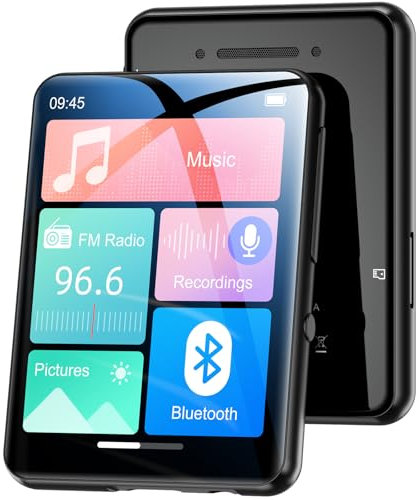 Oilsky MP3 Player with Bluetooth 5.4, 128GB Portable Music Player with 2.4” Full Touch Screen Built-in Speaker, FM Radio, Recorder, Supports MicroSD up to 128GB, Great for Kids and Sports(Black)