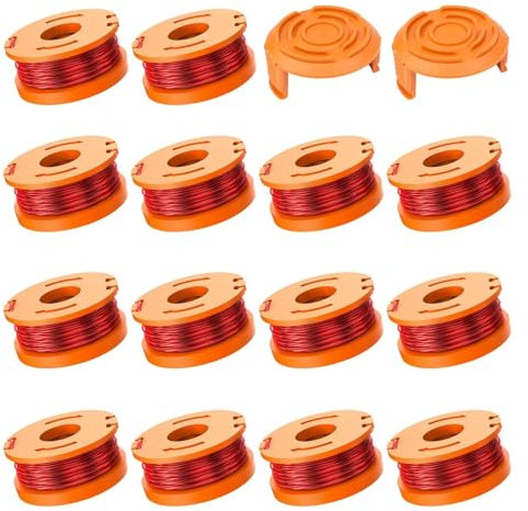 XIJIANG 14 Pezzi WA0004.1 Bobina di Filo di Ricambio per Worx Tagliabordi, 2 Coperture Compatibili con Worx da 20 V Decespugliatore Tagliabordi