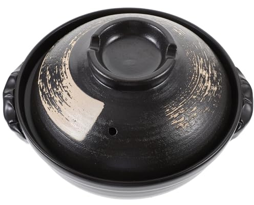 STOBAZA Ceramic Stew Pot with Lid Ceramic Cooking Pot for Soup Stews and Casseroles Heat-Concentrating Base Acid and Alkali Resistant for Home Cookware