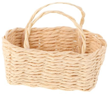 Vaguelly Kleiner Aufbewahrungskorb - Mini-pflanzkorb Aus Weide Weißer Jutekorb Für Puppenhaus-Miniatur-einkauf