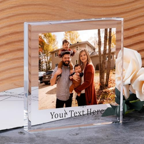 Personalisierter Foto-Acrylkristallblock mit Text, personalisiertes Geburtstags- und Jahrestagsgeschenk, Paar, Familie, Ehefrau, Andenkengeschenk