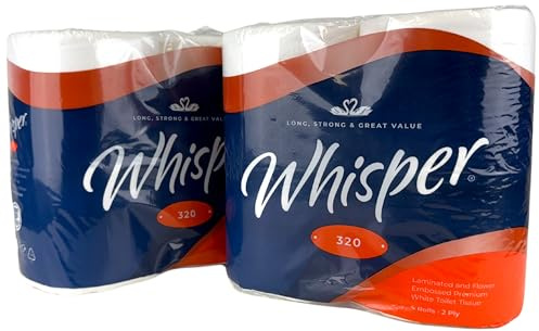 IDEAL 365 Whisper 320 Sheet Luxury Flower Embossed Toilet Roll 2 Ply (36 Rolls) - 4 Rolls x 9