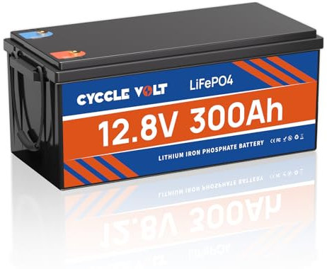 Batterie Lithium 12V 300Ah, CYCCLEVOLT 3840Wh Batterie LiFePO4 Rechargeable,BMS 200A Intégré, Batterie Lithium Puissance Sortie 2560W Jusqu'à 15000+ Cycles pour Solaire Marine RV Hors Réseau Camping