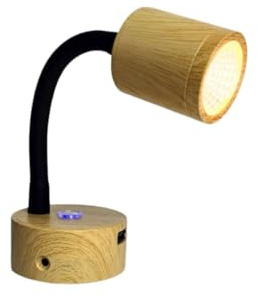 MARVIX 12V LED Reading Light Touch Dimmable Flexible Gooseneck Spotlight with USB Charging Port Caravan Campervan Boat Wooden Effect