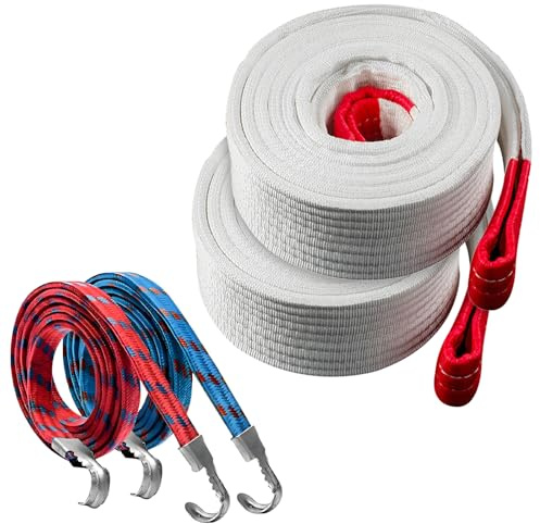 4Pcs Lifting Sling Set, 1 Ton 2 Metre Polypropylene Webbing Straps Load | Heavy Duty Flat, Max Break Strength 4409 lbs for Movers Secure Load Handling