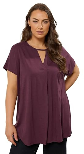 EVANS Curve Berry Keyhole Front Pleat Modal Top - Women's - Plus Size Curve Purple