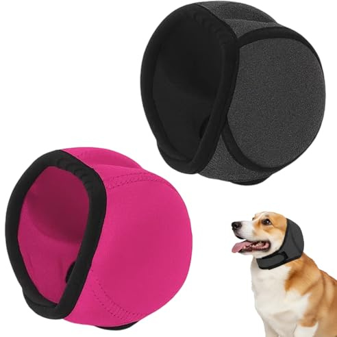 RQcMid Gehörschutz Hund, 2 Stück Ohrenschutz für Hunde, Hunde Gehörschutz gegen Föhngeräusche und Lärm, Hundeloop in Dunkelgrau und Pink, Kopfumfang 25-38 cm