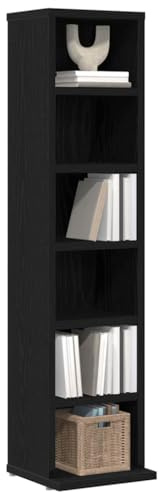 CD Regal, Ständer, Aufbewahrung, Standregal, Medienregal, Bücherregal, Büroregal, Dekoregal, Aktenregal, 21x20x88 cm, Holzwerkstoff(Weiß) (Schwarze Eiche)