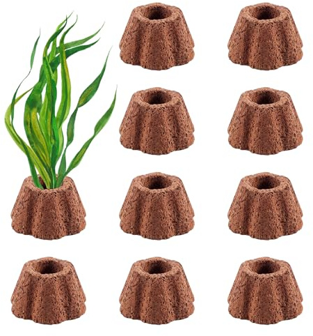 ASOFTY 10 Stück Aquarium Wasserpflanzen Fester Ring, Vulkanstein Blumenartig Ring Deko, Aquarium Vulkanstein Kringe, Wasserflora Landschaftsbau Befestigungsringe, Aquarium Dekoration