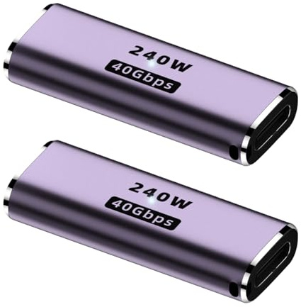 Seefey 2 Stück USB C Kupplung 40Gbps Coupler, USB C Female to Female Unterstützt 8K@60Hz 40Gbps, PD100W, mit Laptop und Weiteren Typ C Geräten
