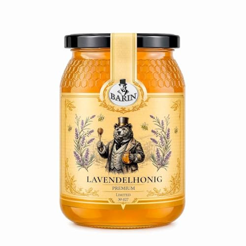 BARIN Lavendelhonig Premium 500 g | Feiner monofloraler Sortenhonig | Zart-floral & naturbelassen, ohne Zusatzstoffe | Im Glas