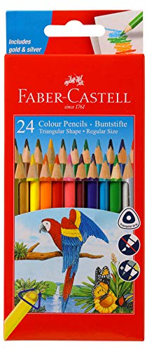 Faber Castell 24 Dreifarbiger Farbstift Set Best Grip inkl. Silber & Gold