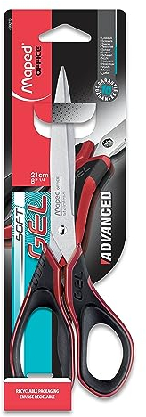 Maped M499210 - Schere Advanced Gel asymmetrisch, 21 cm, schwarz/rot