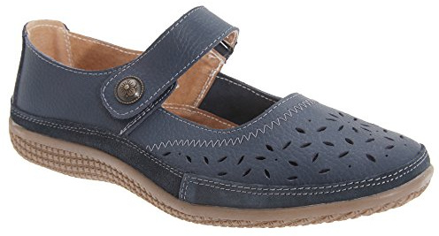 Boulevard Womens/Ladies Wide Fitting Touch Fastening Perforated Bar Shoes