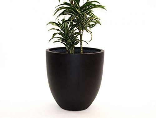 Pflanzkübel Fiberglas, rund konisch D30xH30cm elegant schwarz-matt.