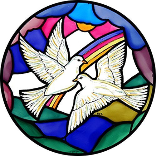 Glasmalerei Fensterbilder – Folie Dekoration – Friedenstauben