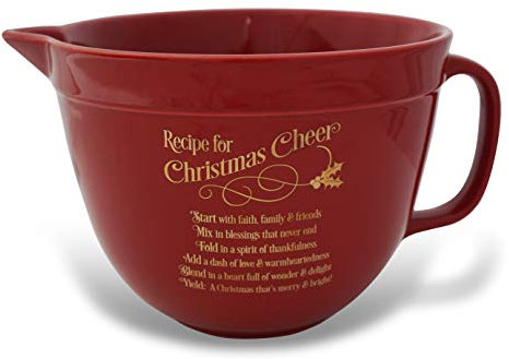 Abbey + CA Gift Fun Express Christmas Cheer Mixing Bowl - 7.5 x 7.5 x 5.75 | Ceramic | Red, 1 pc