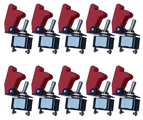 Mintice 10 X KFZ Rote Kippschalter Schalter Wippschalter 12V 250V DC LED SPST 2-Polig Metall