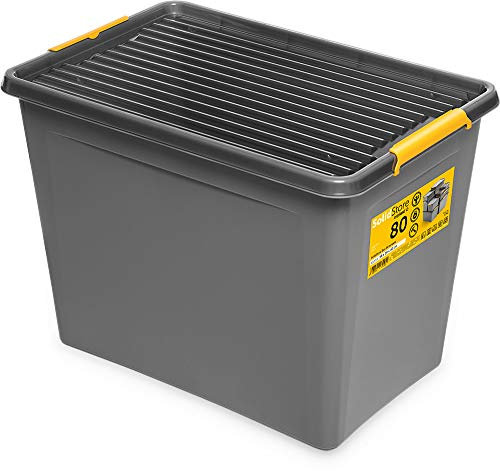 SolidStore stoß- und sturzfeste Rollbox; Aufbewahrungsbox Box 80L mit Rollen